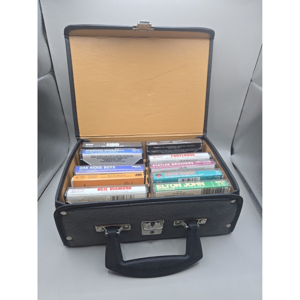 Vintage Country Cassette Tape Lot Of 10 With Hardshell Storage Case 80s